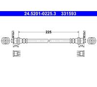 ATE 24.5201-0225.3 Flessibile del freno per CITROËN,PEUGEOT,TOYOTA