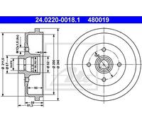 ATE 24.0220-0018.1 Tamburo freno