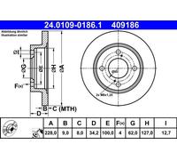 ATE 2x Dischi Freno Ø 2280 Pieno per Suzuki Swift V Az 24.0109-0186.1