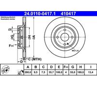 ATE 2x Dischi Freno Ø 2800 Pieno per Fiat 124 Ragno 348_24.0110-0417.1