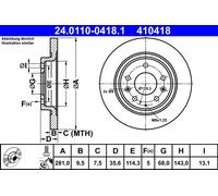 ATE 2x Dischi Freno Posteriore Pieno Rivestito per Mazda CX-3 Dk