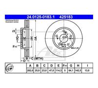 ATE 2X Dischi Freno Ventilati 24.0125-0183.1