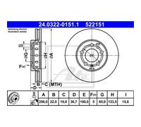 ATE 2x Disco Freni Anteriore 2560 Ventilato per VW Golf IV 1J1 Polo 6R 6C