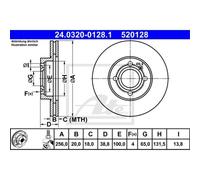 ATE 2x Disco Freni Anteriore 2560 Ventilato per VW Lupo 6X1 6E1 Golf III