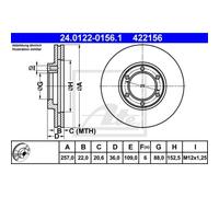 2x Disco freno ventilato 24.0122-0156.1 ATE per ISUZU OPEL