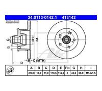ATE 2x Disco Freni Anteriore 2780 Pieno per VW Transporter III Bus