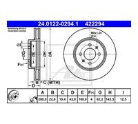 Disco freno ATE 24.0122-0294.1 anteriore, ventilato, altamente carbonizzato, 1 Pezzo