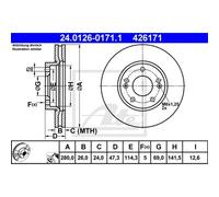 ATE 2x Disco Freni Anteriore 2800 Ventilato per Kia Carens III Un 24.0126-0171.1
