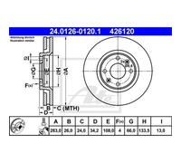 ATE 2x Disco Freni Anteriore Ø283 MM Rivestito per Opel Crossland X 75 1.2 1.6