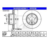ATE 2x Disco Freni Anteriore 2840 Ventilato per BMW 1er F20 E87 2 Cabriolet