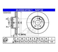 Disco freno ATE Power Disc 24.0322-0132.1, 1 Pezzo