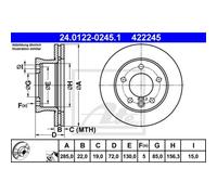 ATE 2x Disco Freni Anteriore 2850 Ventilato per Mercedes-Benz Sprinter 3-T