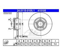 ATE 2x Disco Freni Anteriore 2880 Pieno per Audi A4 8D2 B5 8D5 4A C4