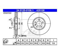 ATE 2x Disco Freni Anteriore 2880 Ventilato per VW Golf III 1H1 Vento 1H2