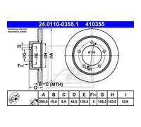 ATE 2x Disco Freni Anteriore 2900 Pieno per Suzuki Jimny SUV 24.0110-0355.1