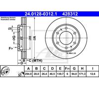 ATE 2x Disco Freni Anteriore Ø294 MM Ventilato per Mitsubishi L 200/Triton KJ _