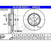 ATE Disco freno 24.0128-0323.1 anteriore ventilato Ø297 mm 1 pezzo per Mazda CX-5