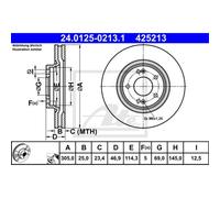 ATE 2x Disco Freni Anteriore Ø305 MM Ventilato per Tucson Tle 1.6 GDI 2.0