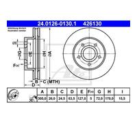 ATE 2x Disco Freni Anteriore 3050 Ventilato per Jeep Grand Cherokee II Wj