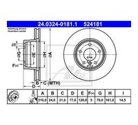 ATE Dischi Freno 24.0324-0181.1 Freni a Disco,Dischi Dei Freni BMW,5 Sedan (E60),5 Touring (E61)