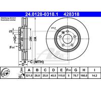 ATE 2x Disco Freni Anteriore Ø321 MM Ventilato per Opel Insignia B Caravan Z18