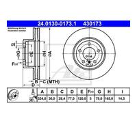 ATE 2x Disco Freni Anteriore Ø324 MM Ventilato per BMW 5er Touring E61 525d 520d