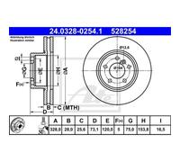 ATE 2x Disco Freni Anteriore 3280 Ventilato per BMW X3 F25 X4 F26 24.0328-0254.1