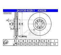 ATE 2x Disco Freni Anteriore Ø340 MM Ventilato Rivestito per Peugeot RCZ