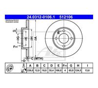 ATE 2X Disco Freno Anteriore 2390 Completo Per VW Golf III 1H1 19E 1G1 6KV5