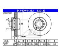 ATE 2X Disco Freno Anteriore 2390 Ventilato Per VW Golf I Cabriolet 155 1H1