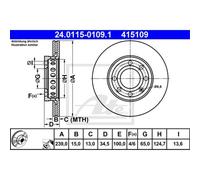 ATE 2X Disco Freno Anteriore 2390 Ventilato Per VW Lupo 6X1 6E1 Audi A2