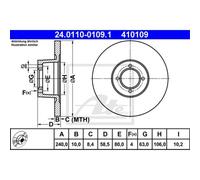 ATE 2X Disco Freno Anteriore 2400 Voll Per BMW 2 Serie E10 115 116 118 121