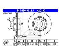 Disco freno ATE 24.0120-0132.1 anteriore, ventilato, 1 Pezzo