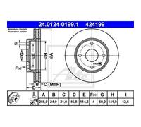 Disco freno ATE 24.0124-0199.1 anteriore, ventilato, 1 Pezzo