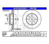 ATE 2X Disco Freno Anteriore 2560 Ventilato Per Mitsubishi Colt VI Z3_A