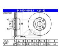 ATE Disco freno 24.0124-0152.1 anteriore, ventilato, altamente carbonizzato, 1 pezzo