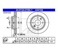 ATE 2X Disco Freno Anteriore 2570 Ventilato Per Hyundai Matrix FC Elantra