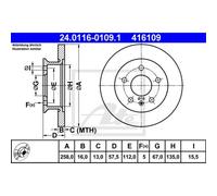 ATE 2x Disco Freni Anteriore 2580 Pieno per VW Transporter III