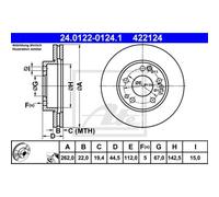 ATE 2X Disco Freno Anteriore 2620 Ventilato Per Mercedes-Benz 190 W201