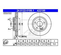 ATE 2X Disco Freno Anteriore 2700 Ventilato Per Mercedes-Benz Vaneo 414