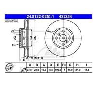 COPPIA DISCHI FRENO ANT ATE TOYOTA YARIS 1.5 Hybrid 55KW 15> 24012202541