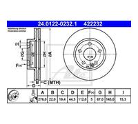 ATE 2X Disco Freno Anteriore 2760 Ventilato Per Mercedes-Benz A-Class W169
