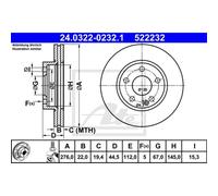 ATE 2X Disco Freno Anteriore 2760 Ventilato Per Mercedes-Benz A-Class W169