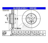 ATE 2X Disco Freno Anteriore 2760 Ventilato Per Opel Astra J P10 Chevrolet
