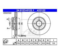 ATE 2X Disco Freno Anteriore 2780 Ventilato Per Ford Fiesta VI B-Max JK