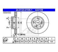 2X ATE 24.0123-0109.1 Disco Freno Per Honda Civic VII EM2 ES ET CR-V II Stream
