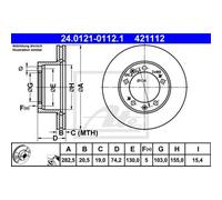ATE 2X Disco Freno Anteriore 2825 Ventilato Per Porsche 944 24.0121-0112.1