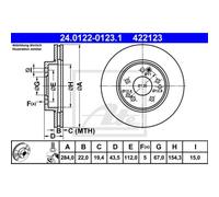 ATE 2X Disco Freno Anteriore 2840 Ventilato Per Mercedes-Benz Saloon W124