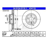 ATE 2X Disco Freno Anteriore 2860 Ventilato Per Opel Omega B V94 21_ 22_