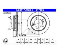 ATE 2X Disco Freno Anteriore 2870 Ventilato Per Suzuki Grand Vitara I FT